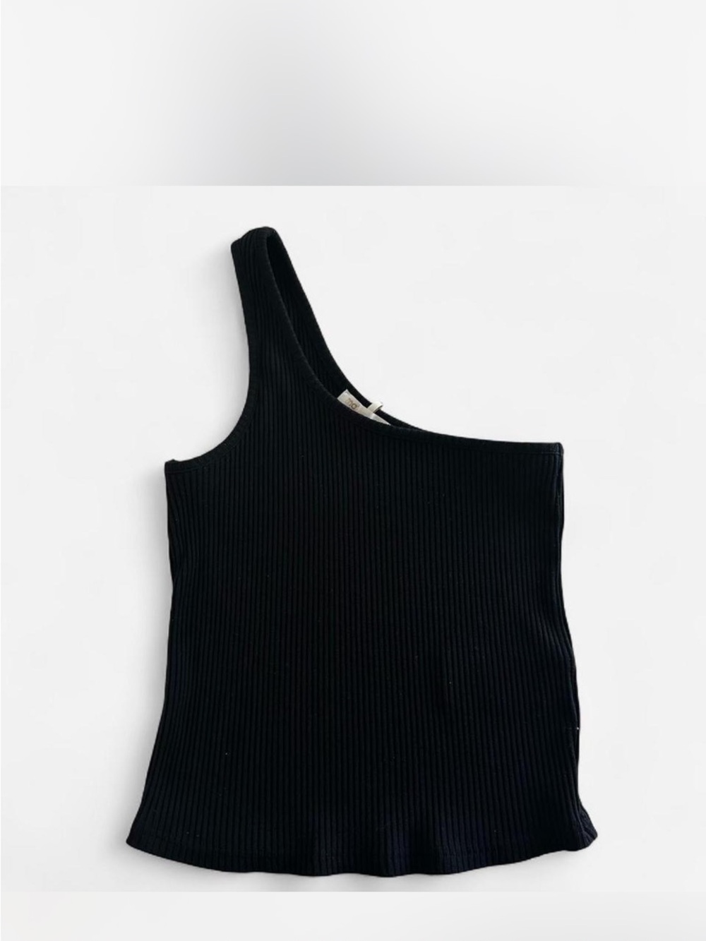 Maje Black Ribbed One-Shoulder Top size 2 medium